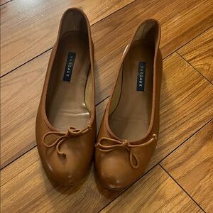 Margaux Cognac Leather Ballet Flats with Bow